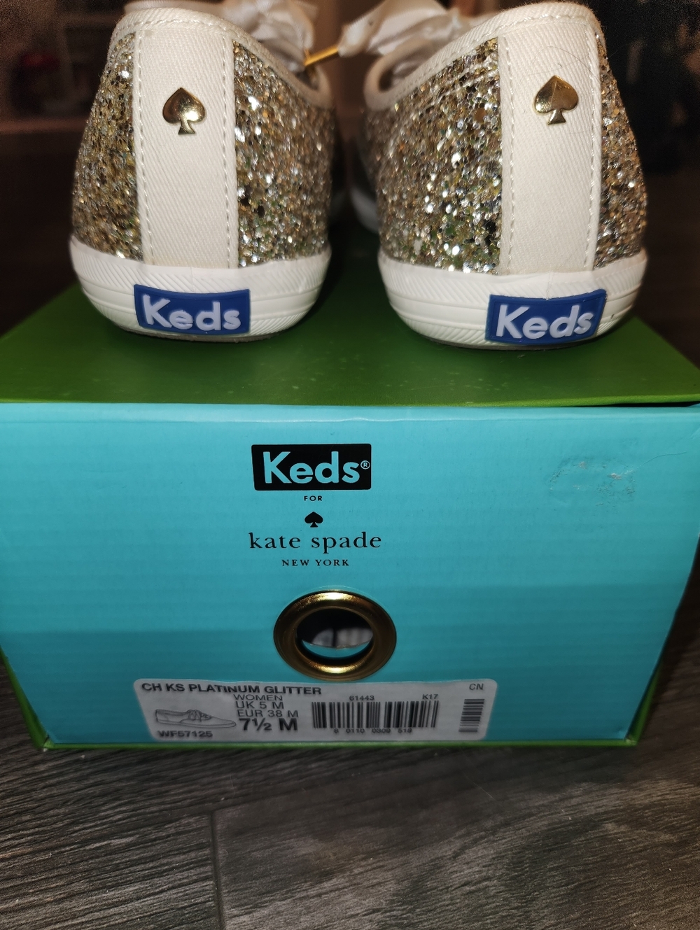 NIB Kate Spade Gold Glitter KEDS 7.5 - Picture 7 of 16